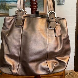 Coach metallic gold leather handbag